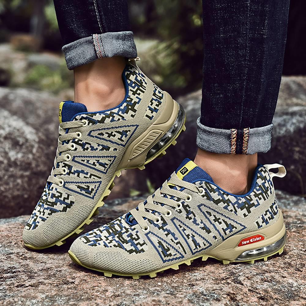 Men Outdoor Mountaineering Mesh Shoes Casual Flying Woven Shoes EU 39.5 - Camouflage Blue