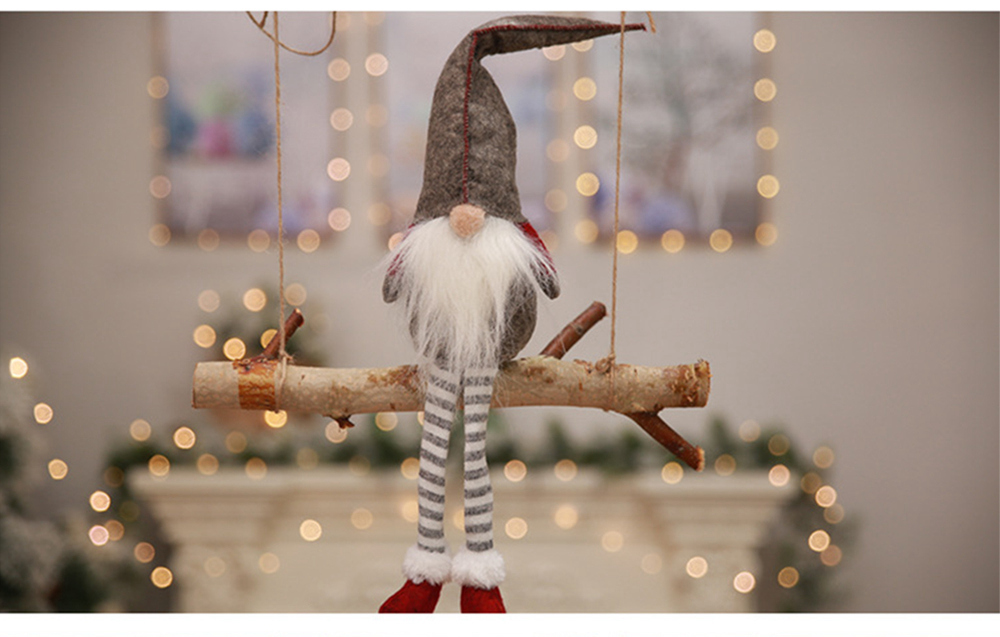 Christmas Decoration Cute Sitting Long-legged Elf Festival New Year Dinner Party for Home - Red