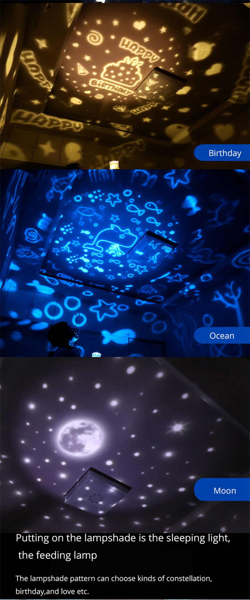 FUMAT Colorful Ambient Projector Lamp LED Night Light Colorful Sky Starry - Multi-color