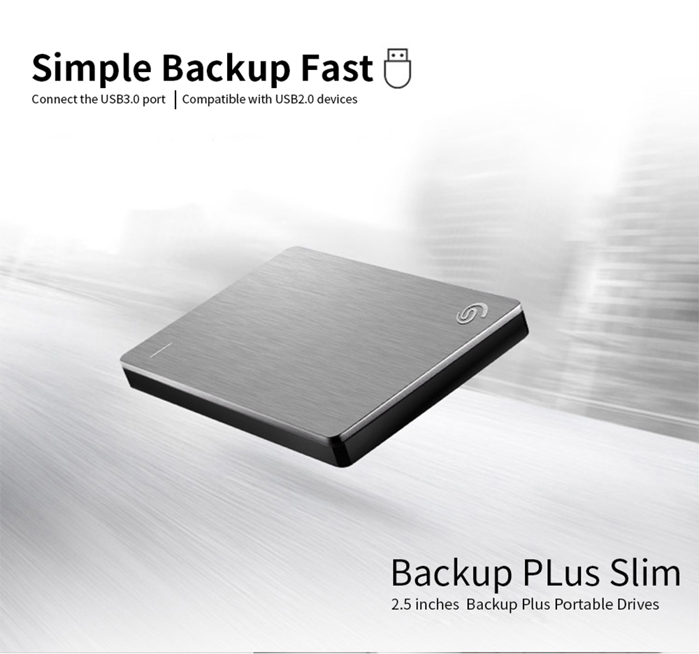 Seagate STDR4000301 Backup Plus Slim 2TB Portable External Hard Drive 2.5 Inch USB 3.0 Interface For Desktop Laptop - Silver