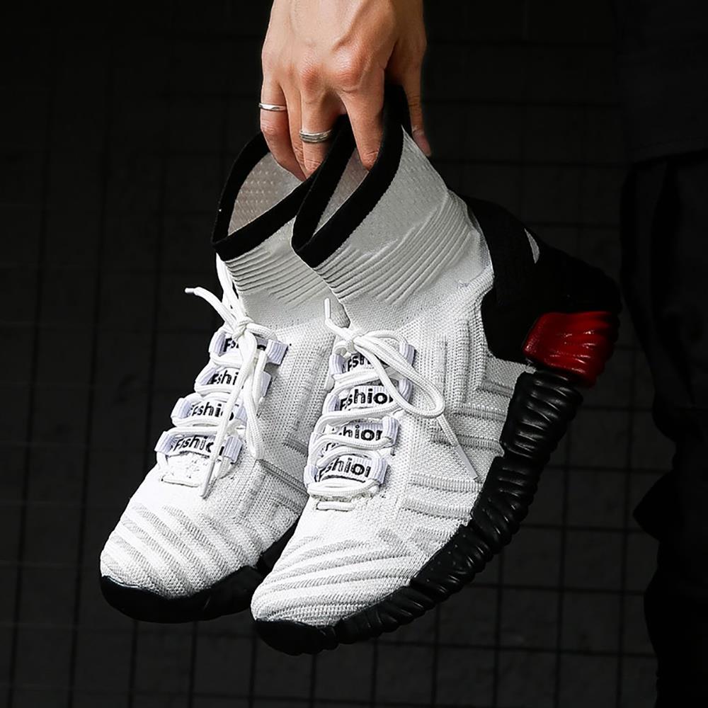Men Outdoor Tennis Shoes Running Shoes Mesh Casual Shoes Flying Woven Upper Size EU 39.5 - White