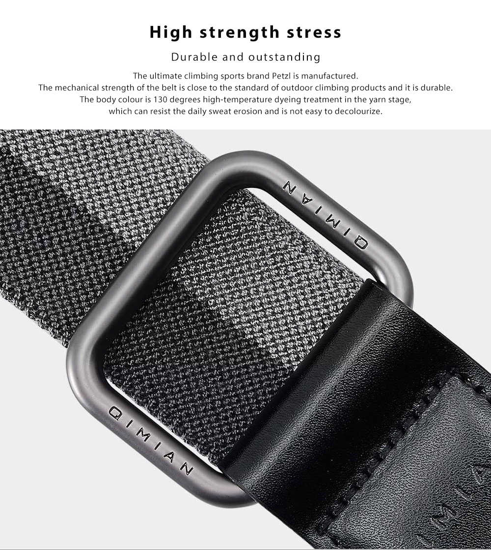 Xiaomi QIMIAN Stretch Fabric Sports Belt Elastic Plant Double Ring Buckle Size XL - Black