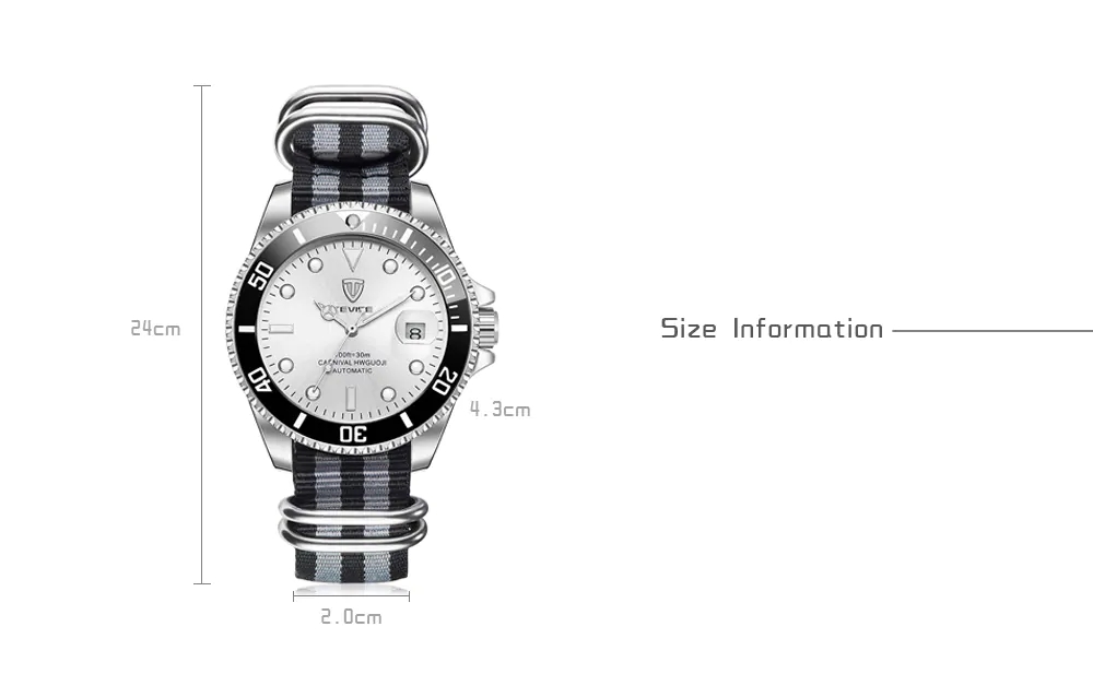TEVISE T801A Men's Mechanical Watch Water-resistant Luminous Hands Date Nylon Strap - Blue