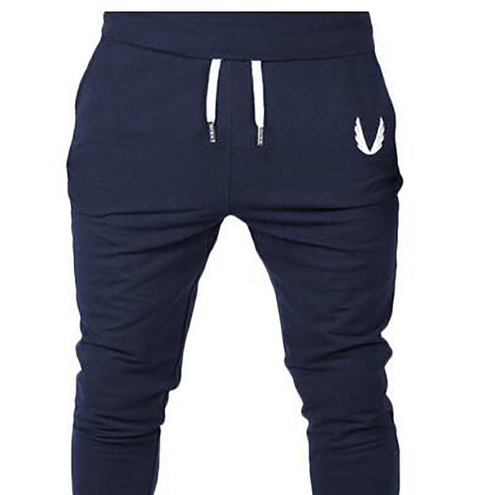 Men's Casual Sports Pants Elastic Trousers (Size M) - Navy Blue