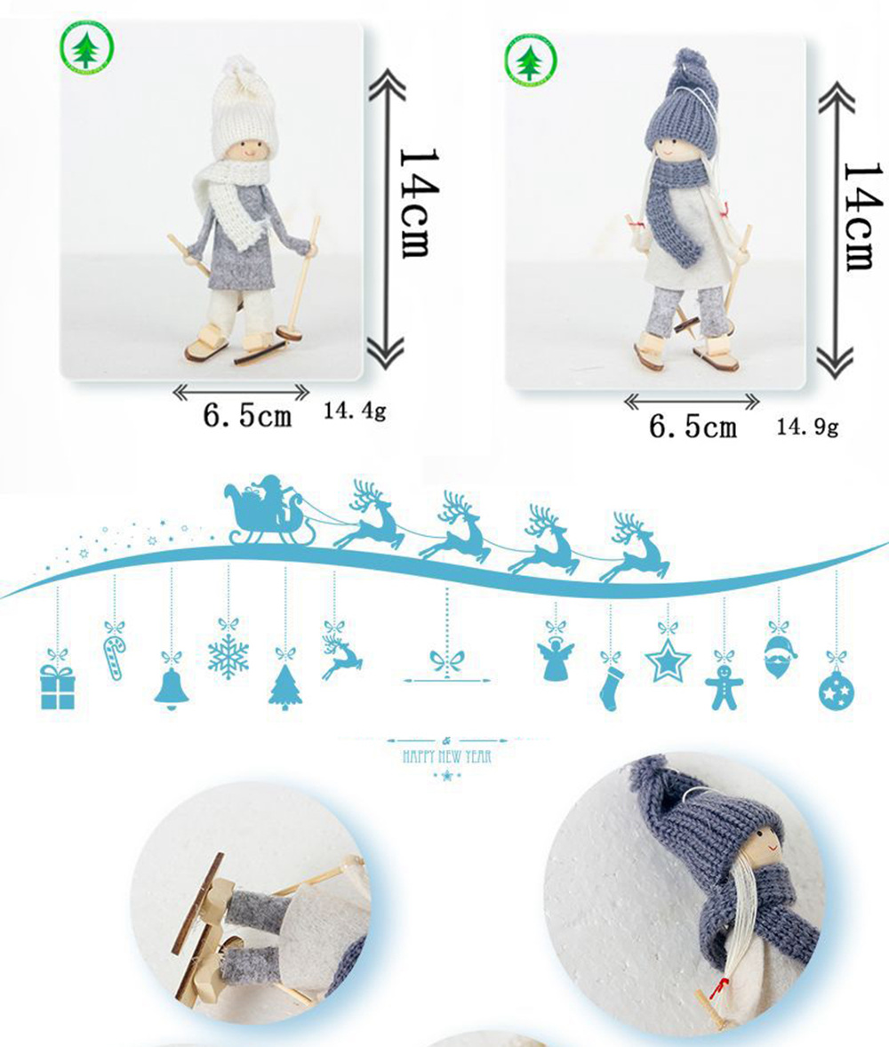1pc Cute Christmas Tree Decoration Pendant Mini Ski Doll - Red