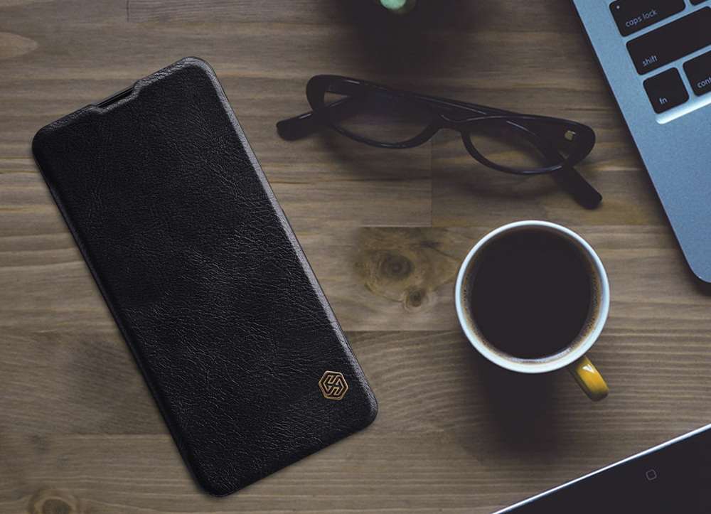 NILLKIN Protective Leather Phone Case for Oneplus 6T Protective Back Cover - Black