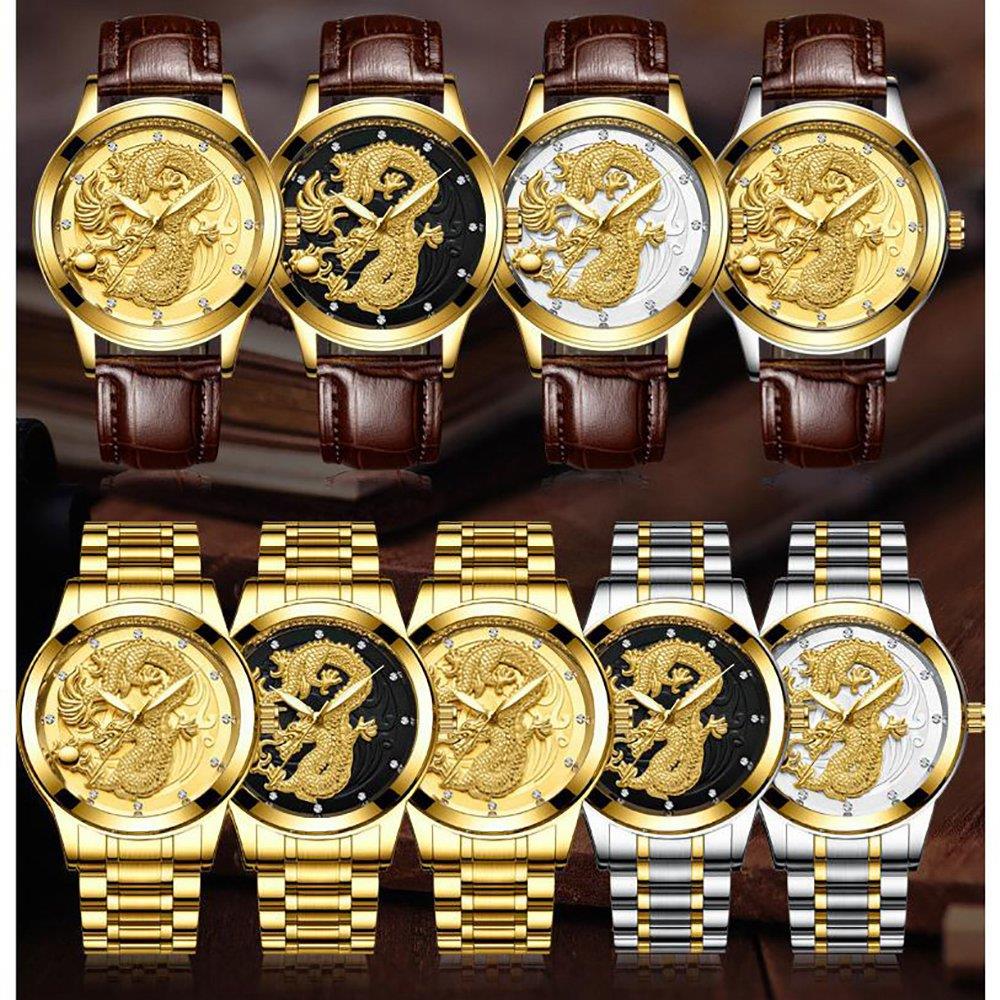 S666 Men's Business Analog Quartz Movement Stainless Steel Watch - Gold