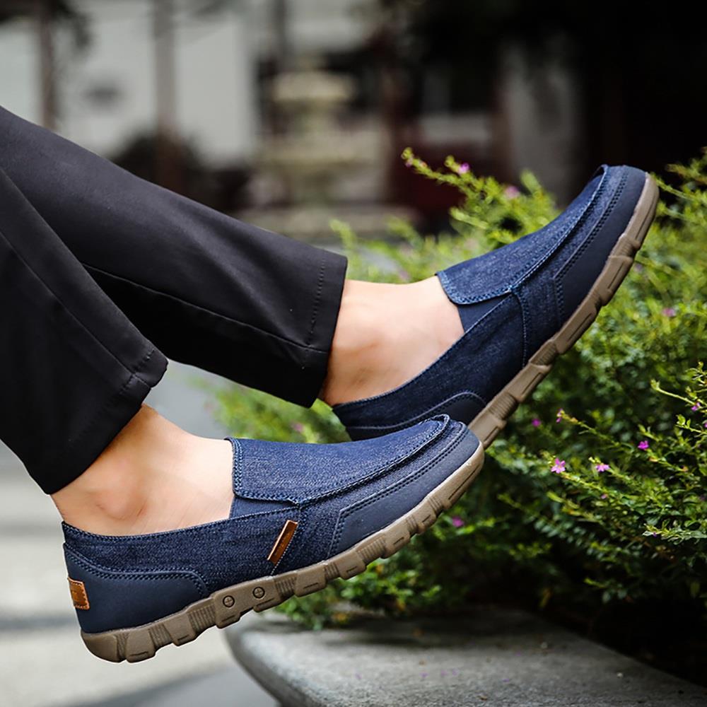 S1029 Men's Casual Canvas Shoes (Comfortable Rubber Sole Flats Size EU39) - Blue
