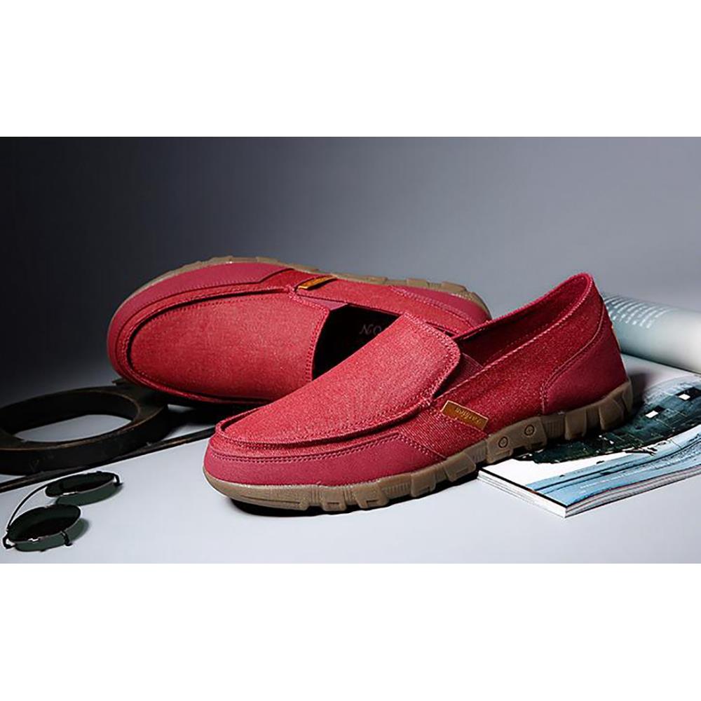S1029 Men's Casual Canvas Shoes (Comfortable Rubber Sole Flats Size EU39) - Red