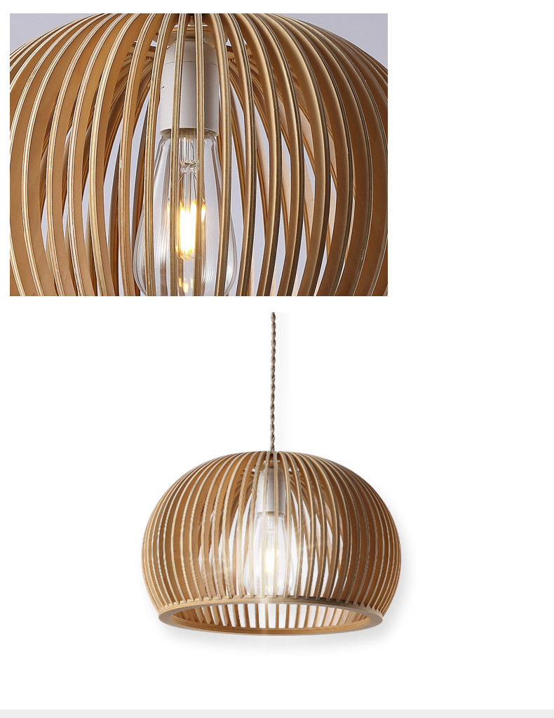 FUMAT Nordic Modern Pendant Light - Original Solid Wooden Round Hanging Lamp (Size 320mm)