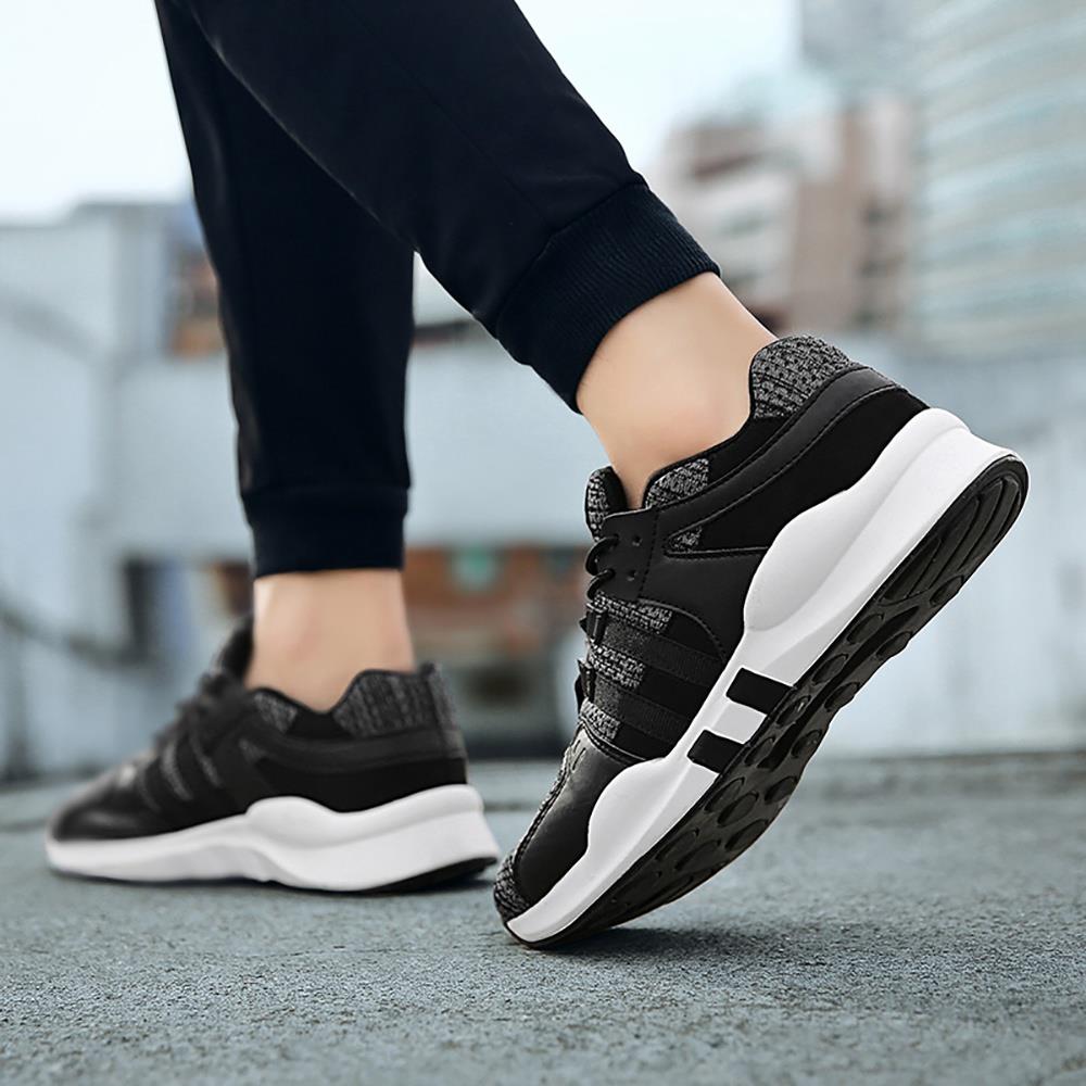 Men's Casual Outdoor Tennis Sneakers(Flying Woven Upper Running Shoes Size EU39.5) - Black and Gray