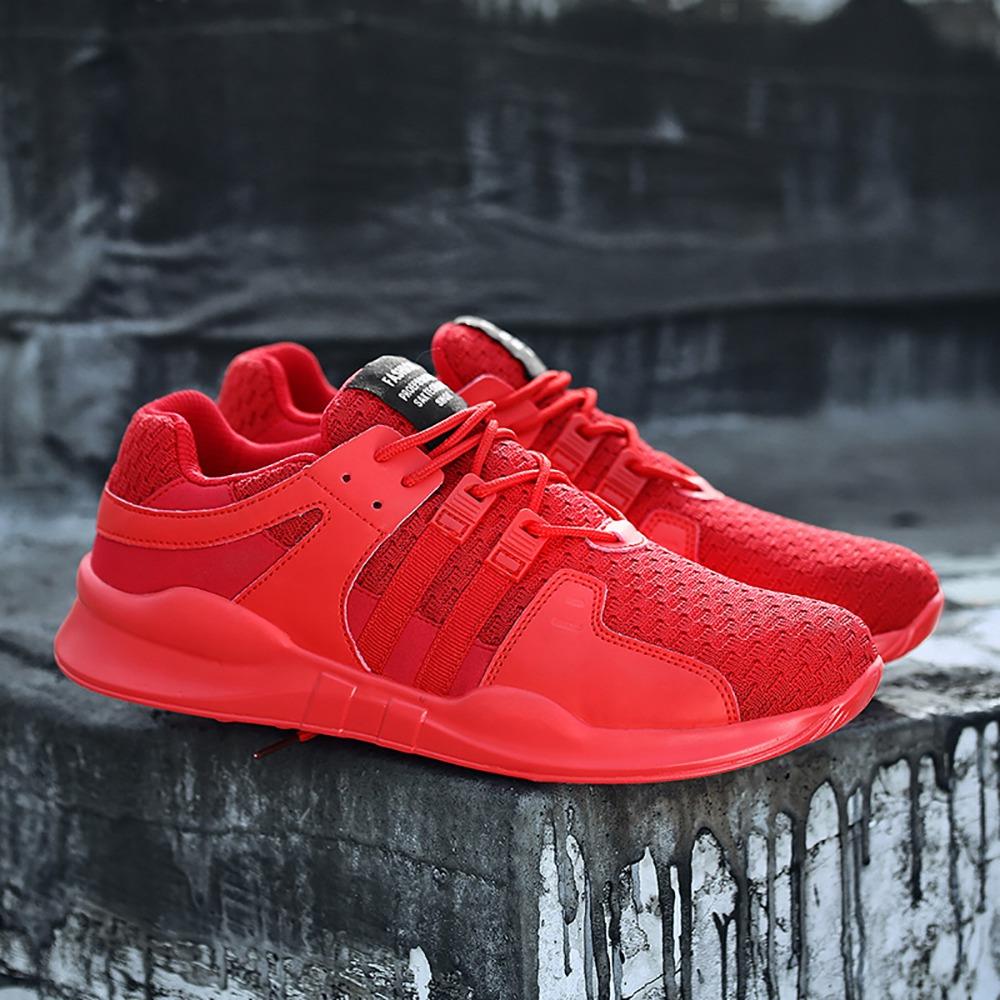 Men's Casual Outdoor Tennis Sneakers(Flying Woven Upper Running Shoes Size EU39.5) - Red