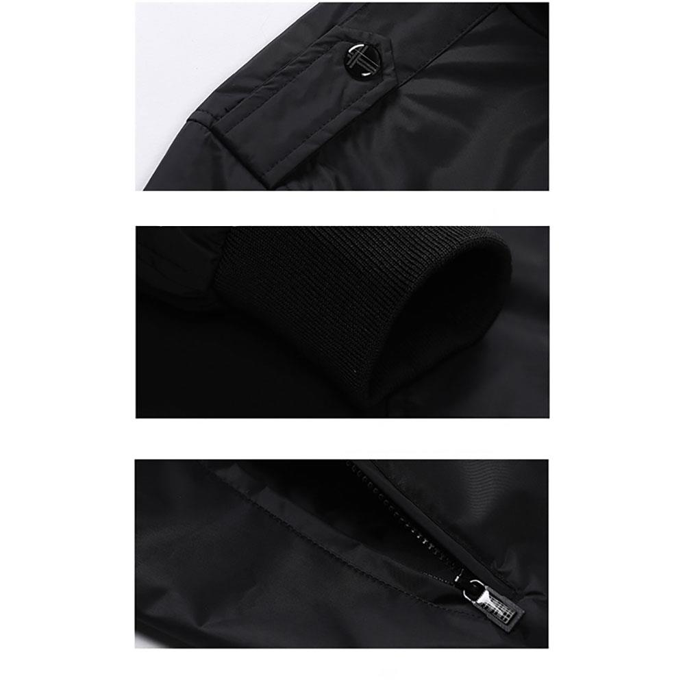CA1235 Men's Autumn Winter Classic Casual Jacket (Standing Collar Tartan Pattern Polyester Coat Size M) - Black