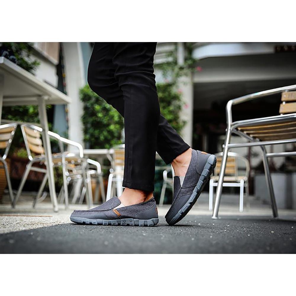 S1029 Men's Casual Canvas Shoes (Comfortable Rubber Sole Flats Size EU39) - Gray