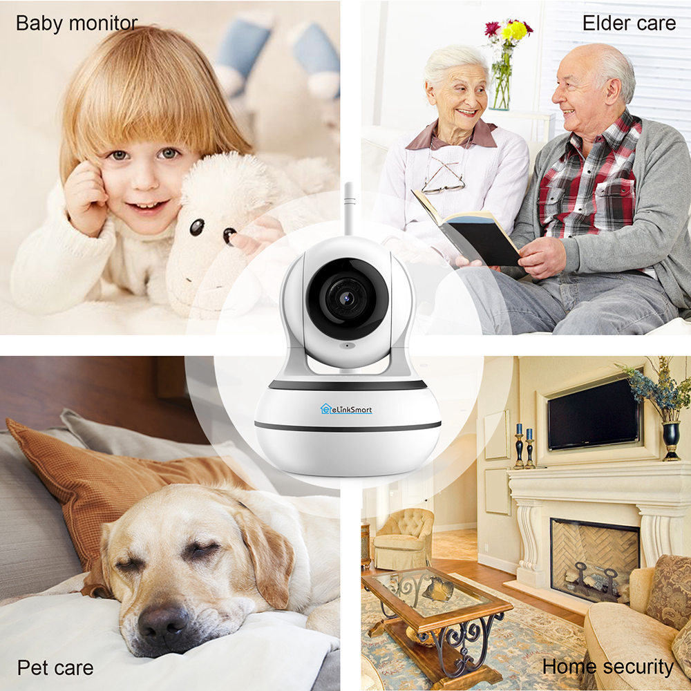 eLinkSmart Star130P 1.3MP 960P Smart Wifi IP Camera Motion Detection Two-Way Calling Audio Night Vision - White US Plug