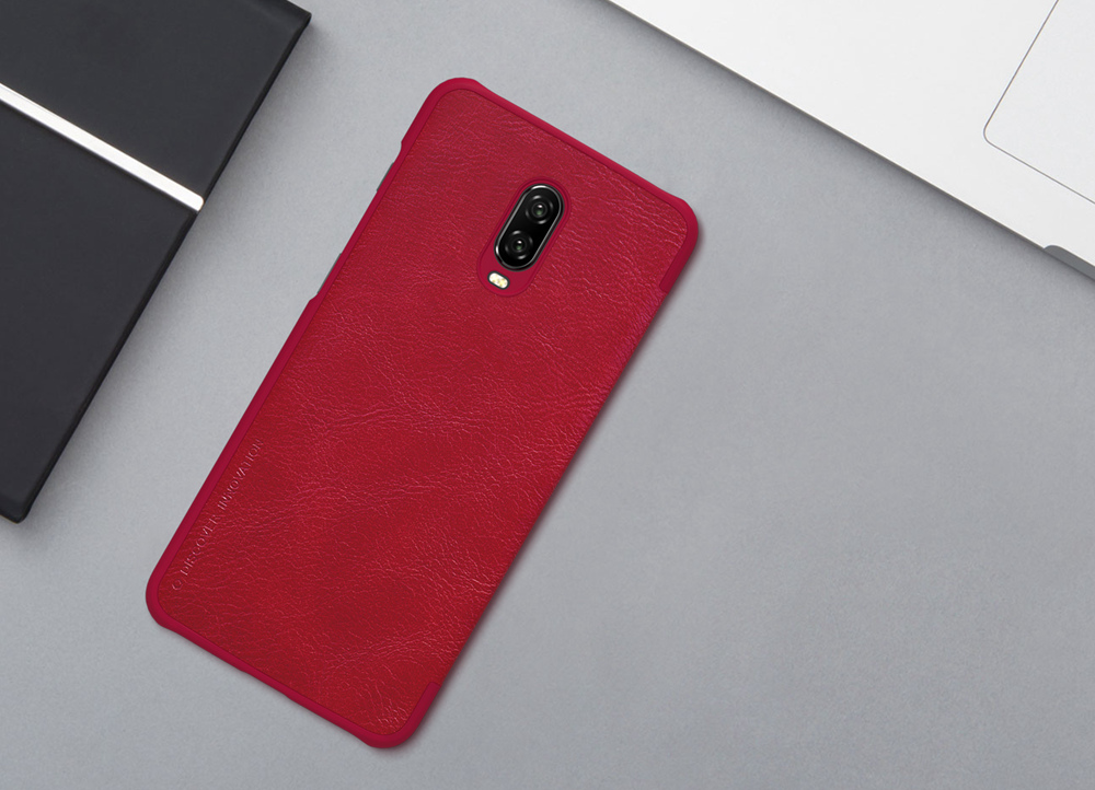 NILLKIN Protective Leather Phone Case for Oneplus 6T Protective Back Cover - Black