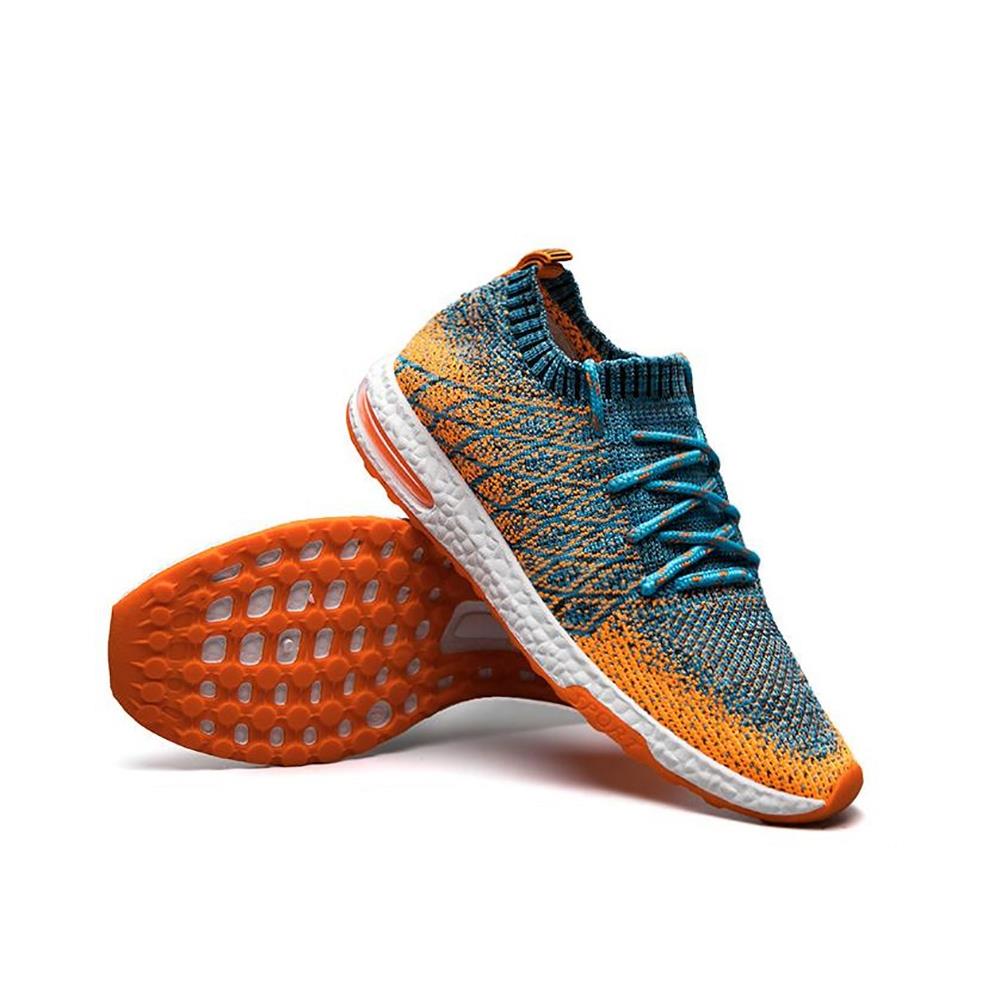 Men's Casual Sneakers Knitted Lace Up Shoes EU42 - Blue + Orange
