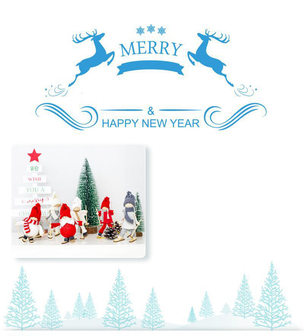 1pc Cute Christmas Tree Decoration Pendant Mini Ski Doll - Red