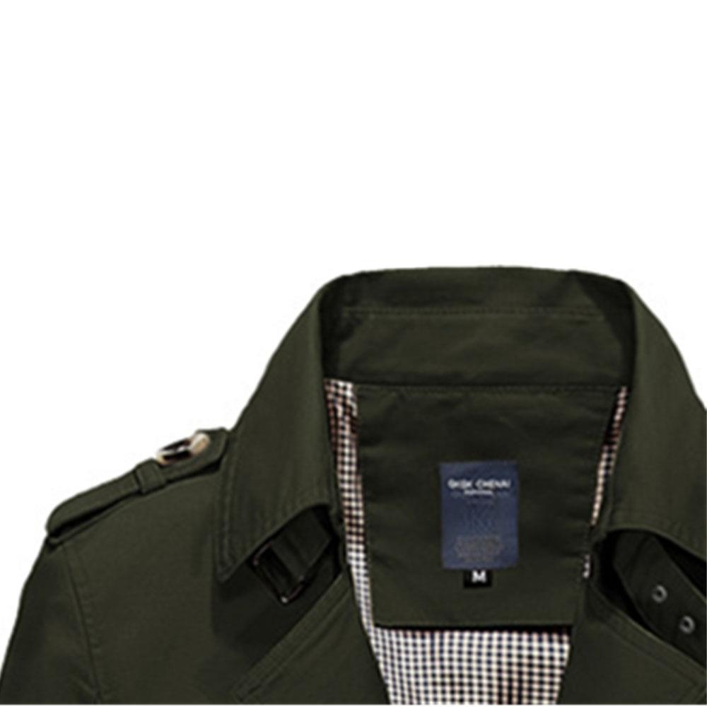 CA1306 Men's Autumn Winter Casual Windbreaker (Leisure Cotton Jackets Outerwear Trench Coat Size L) - Army Green