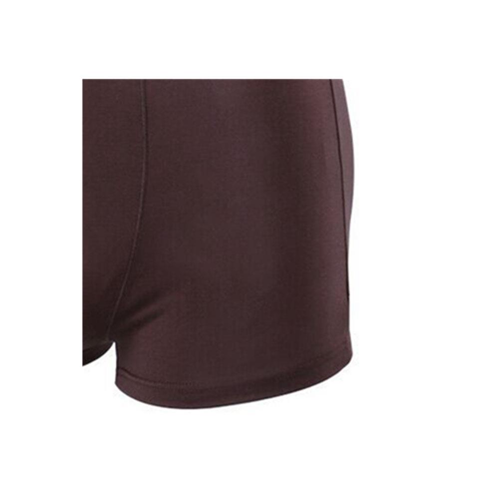 C811 Men Sexy Breathable U Convex Solid Color Elastic Boxers Underwear Size L - Dark Brown