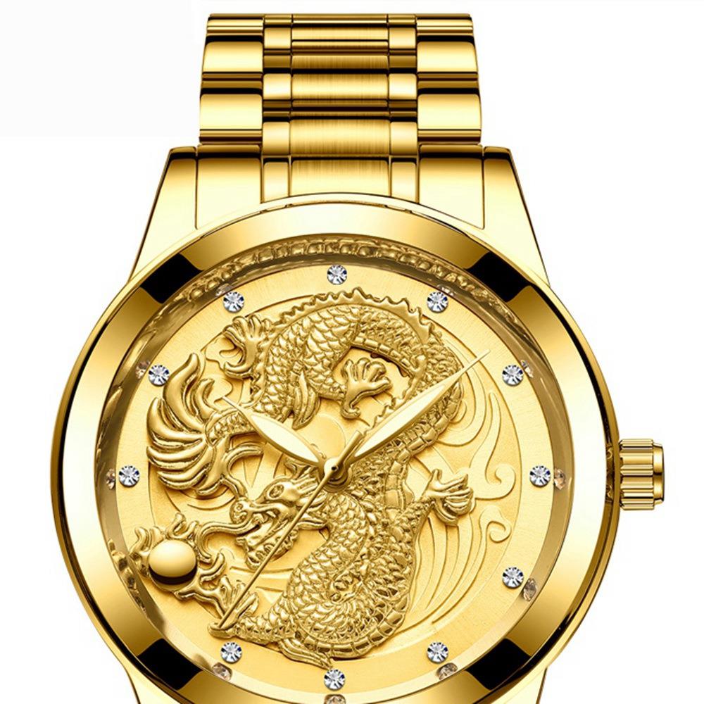 S666 Men's Business Analog Quartz Movement Stainless Steel Watch - Gold