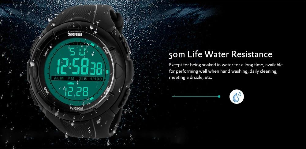 SKMEI 1251 Men's Sports Watch Countdown Double Time Alarm Chrono Digital Wristwatch - Black