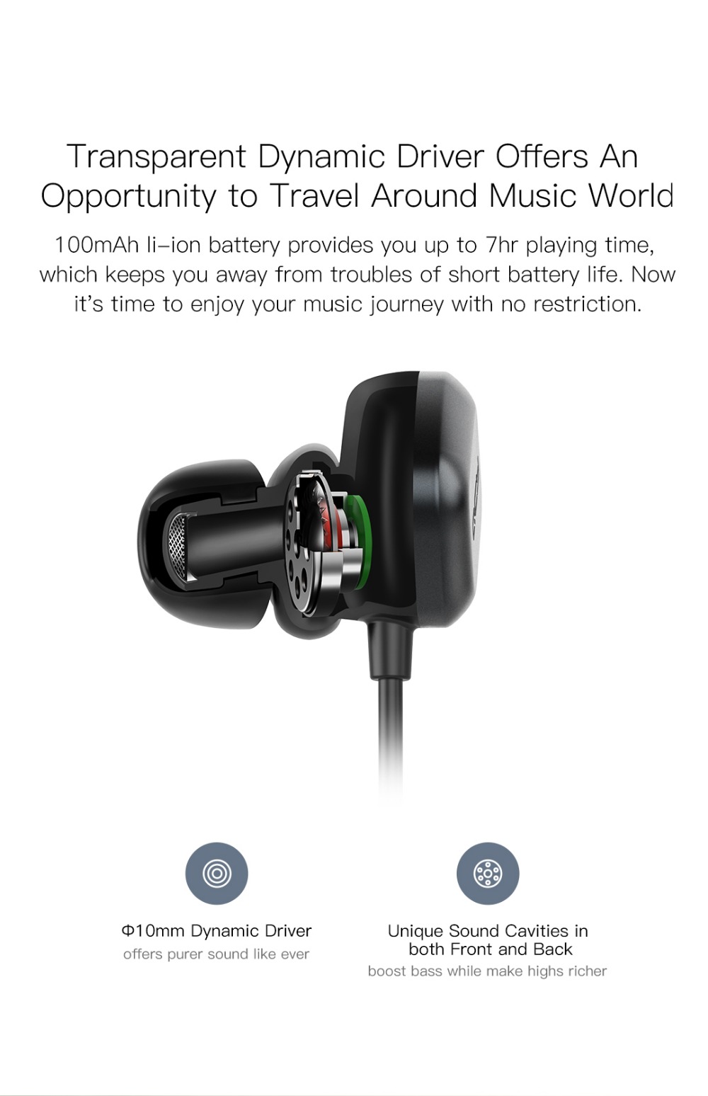 QCY M1 Pro AptX HiFi Wireless Bluetooth Magnet Earphones Sports IPX4-resistant - White