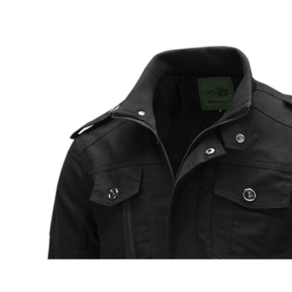 CA806 Men's Autumn Winter Casual Stand Collar Cotton Bomber Jacket Size M - Black