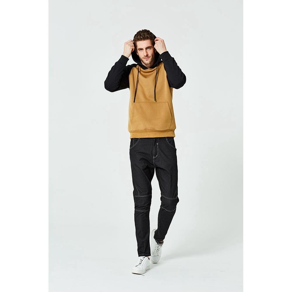 WY39 Men's Autumn Winter Raglan Hoodie (Color Block Breathable Size M) - Khaki