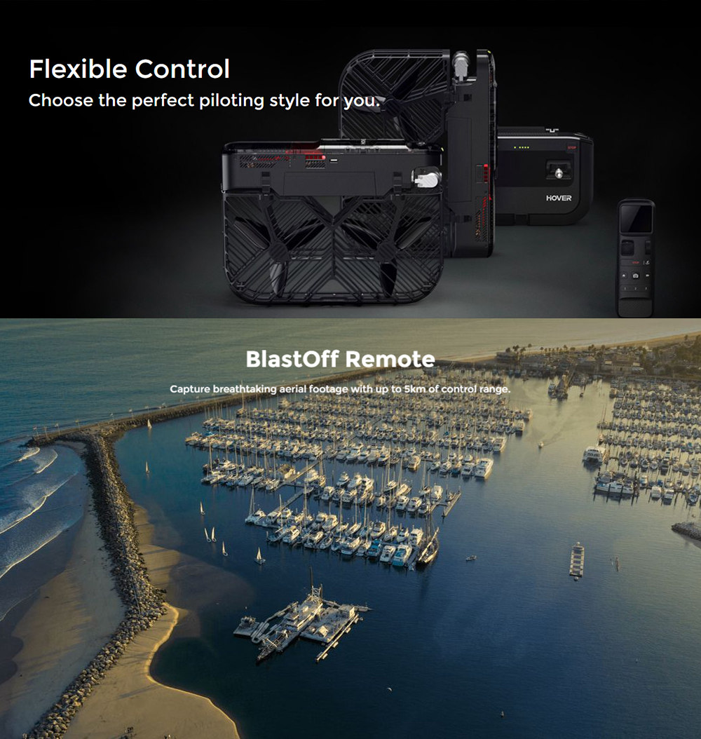 Hover 2 4K WiFi FPV 5km GPS Foldable RC Drone With 2-Axis Gimbal 360 Degree Obstacle Avoidance BNF