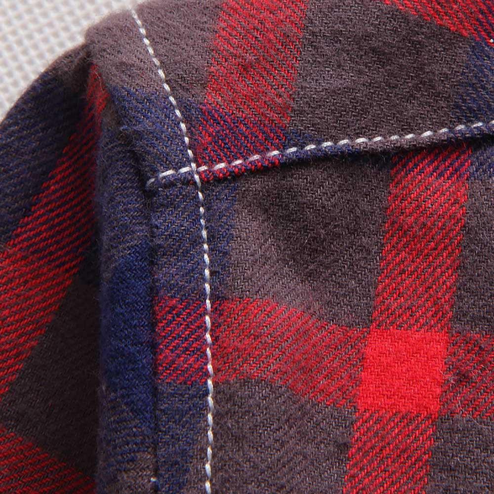 Men's Plaid Shirt Button-down Long Sleeve (Size M) - Red