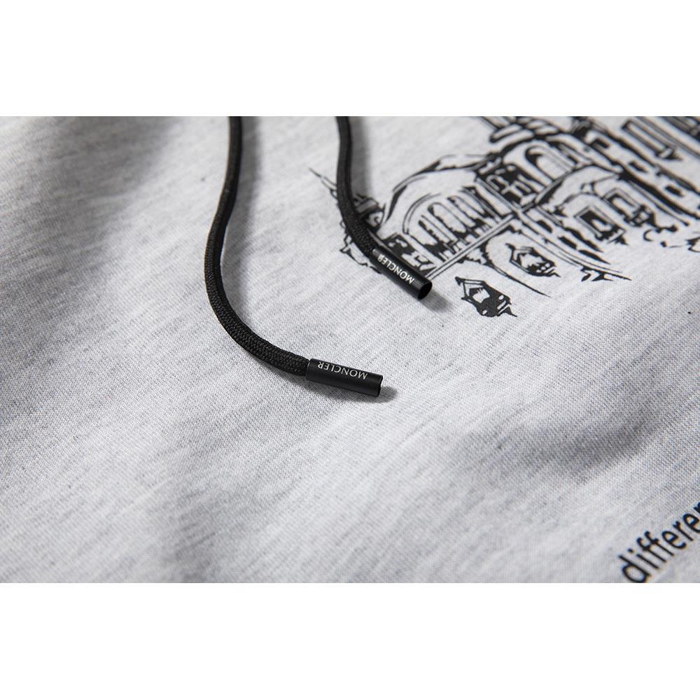 WY37 Men's Autumn Winter Casual Irregular Hoodie (Color Block Letter Pattern Cotton Sweatshirt Size M) - Gray