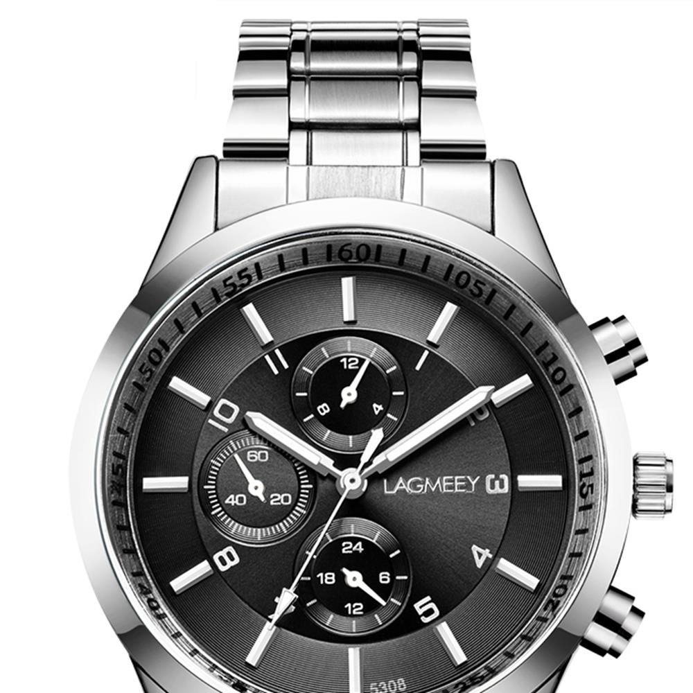 W5308 Men's Casual Business Analog Wrist Watche Quartz Movement Stainless Steel - White Strap + Black Dial