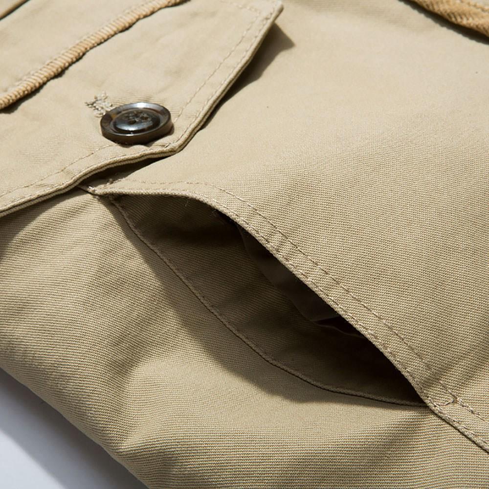 CAH8808 Men's Autumn And Winter Leisure Long Cotton Jacket (Thick Trench Coat Size L) - Light Khaki