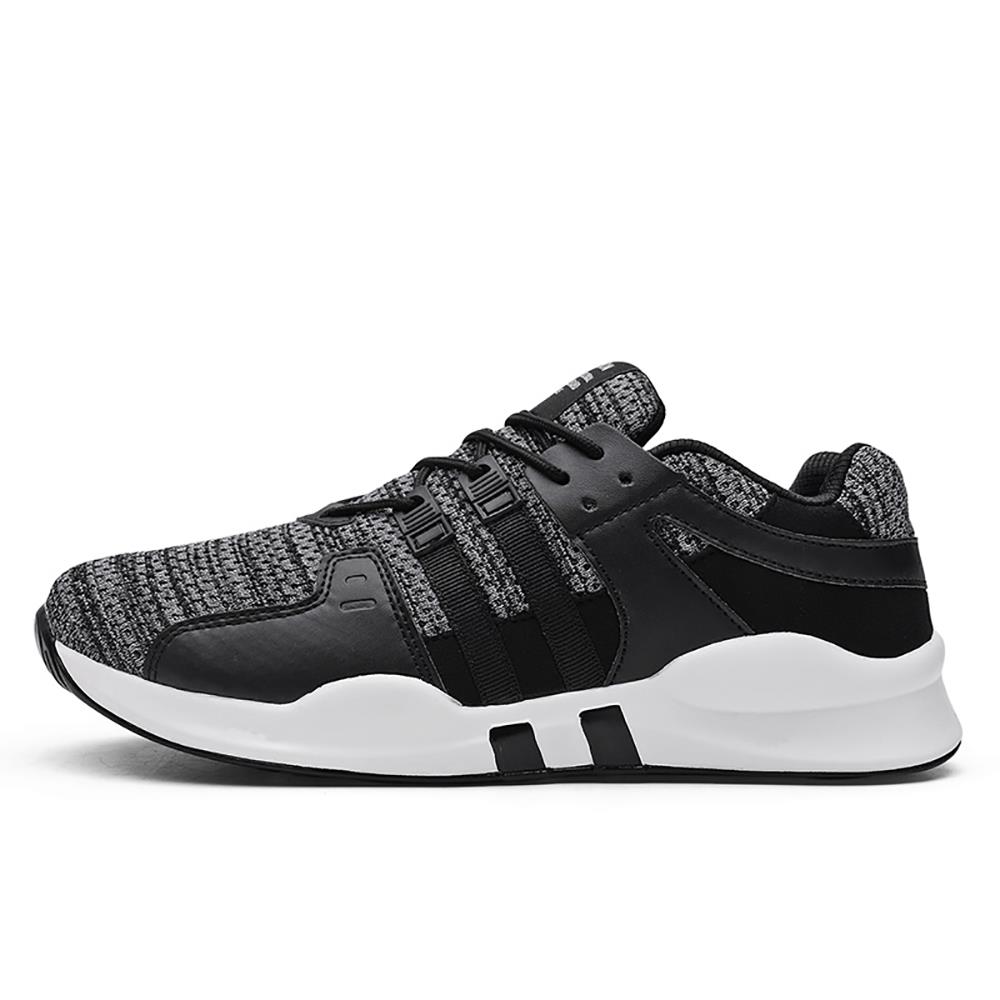 Men's Casual Outdoor Tennis Sneakers(Flying Woven Upper Running Shoes Size EU39.5) - Black and Gray