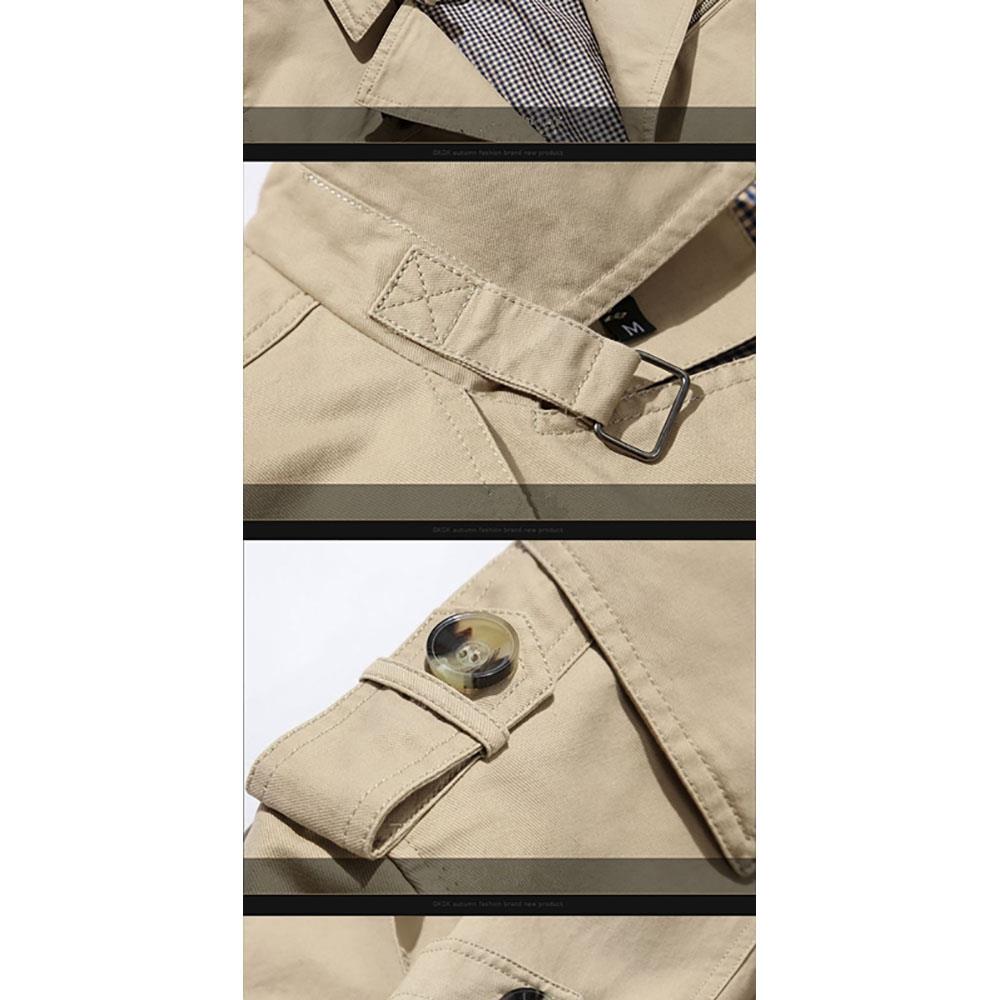 CA1306 Men's Autumn Winter Casual Windbreaker (Leisure Cotton Jackets Outerwear Trench Coat Size L) - Khaki