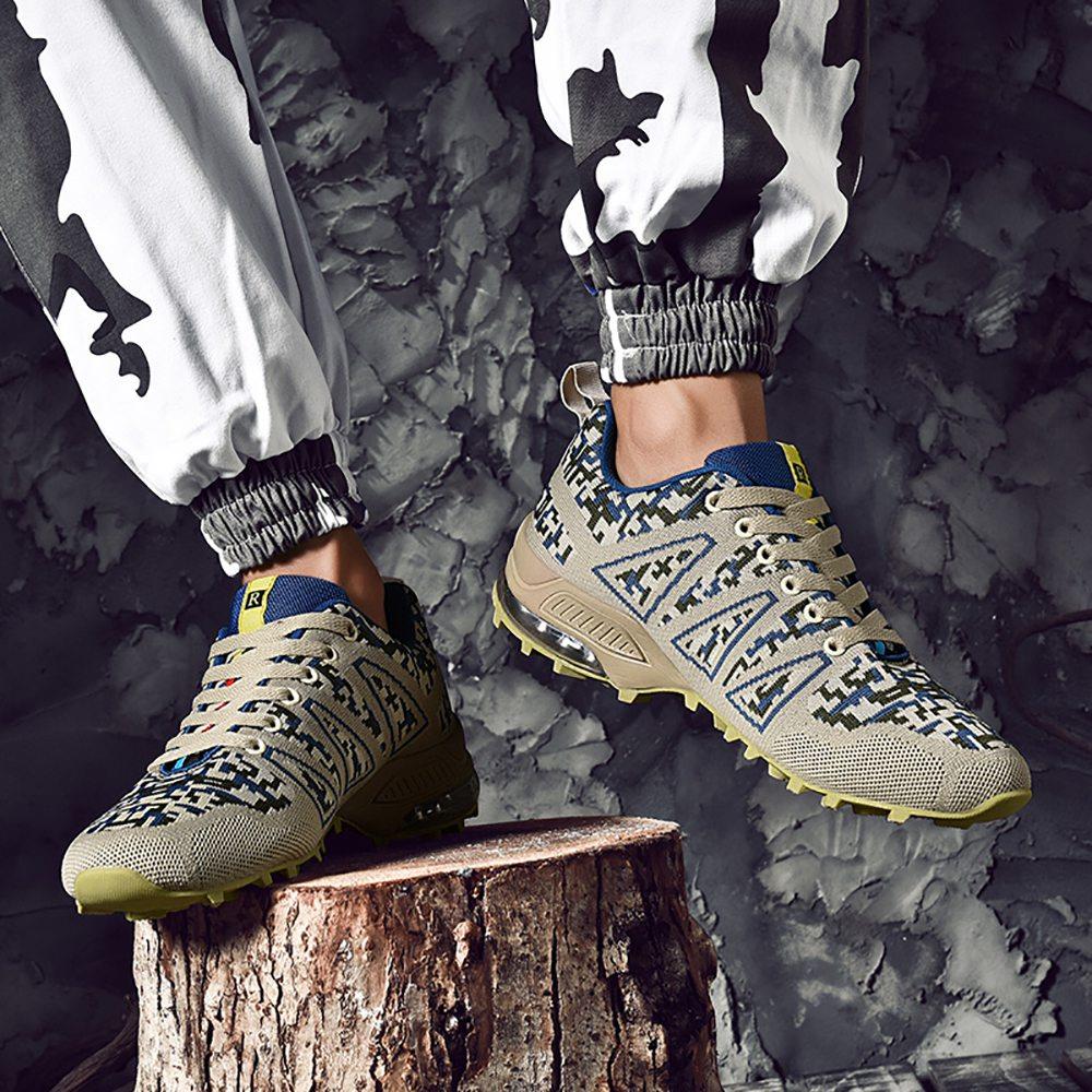 Men Outdoor Mountaineering Mesh Shoes Casual Flying Woven Shoes EU 39.5 - Camouflage Blue