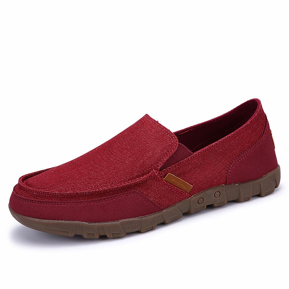 S1029 Men's Casual Canvas Shoes (Comfortable Rubber Sole Flats Size EU39) - Red