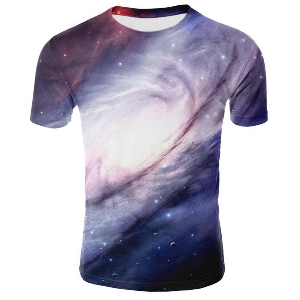 Men 3D Digital Printed Universe Pattern Plus Size T-shirt Size XL - Multi-color