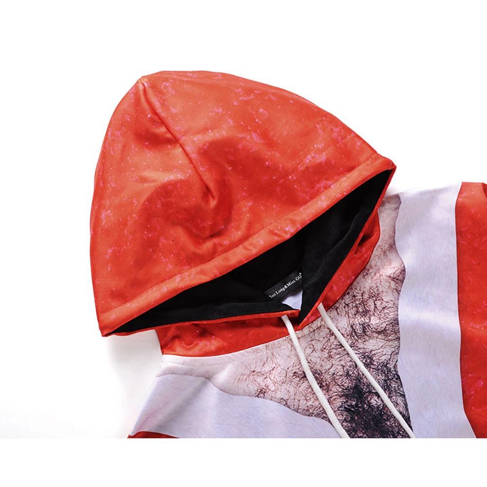 Men's Christmas Series 3D Printed Santa Claus Belt Pattern Hoodie (Hooded Pullover Sweatshirt Size M) - Red