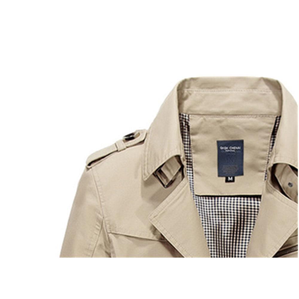 CA1306 Men's Autumn Winter Casual Windbreaker (Leisure Cotton Jackets Outerwear Trench Coat Size L) - Khaki