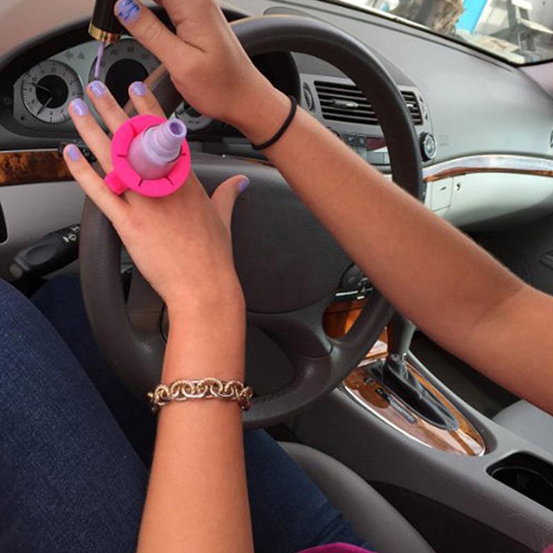 Wearable Nail Polish Bottle Holder Silicone Round Holder Stand - Pink