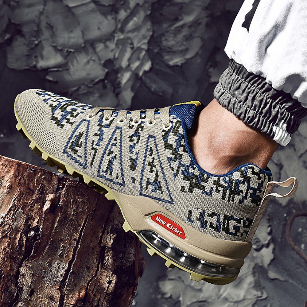 Men Outdoor Mountaineering Mesh Shoes Casual Flying Woven Shoes EU 39.5 - Camouflage Blue