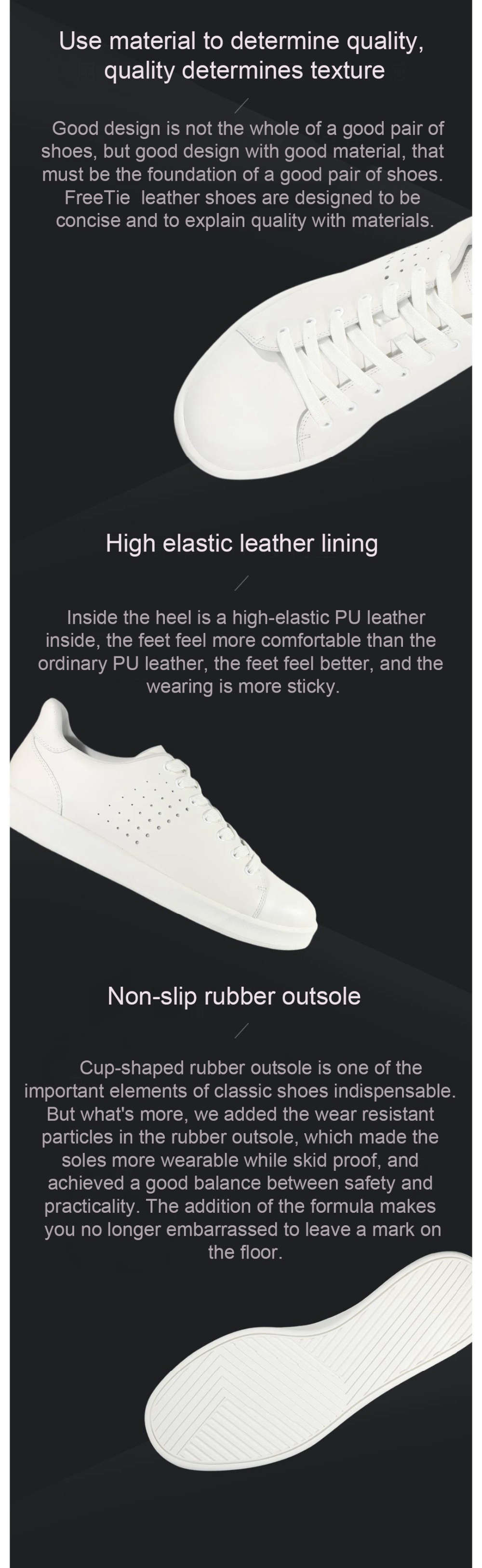 XIAOMI FREETIE Unisex Classic Board Shoes (Leisure Leather Lace-up Sneakers Size EU39 Men) - Black