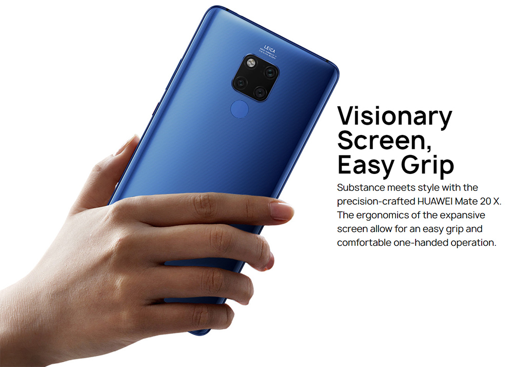 HUAWEI Mate 20 X 7.2 Inch 4G LTE Smartphone Kirin 980 8GB 256GB 40.0MP+20.0MP+8.0MP Triple Rear Cameras Android 9.0 NFC IR Remote Control Touch ID - Phantom Silver