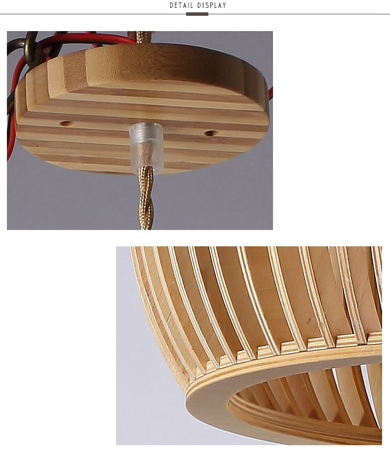 FUMAT Nordic Modern Pendant Light - Original Solid Wooden Round Hanging Lamp (Size 320mm)