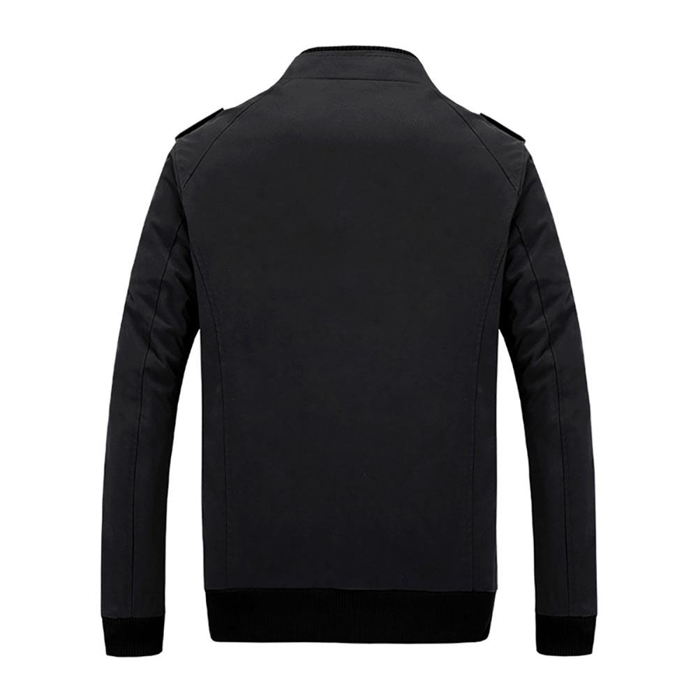 CA9801 Men's Autumn Winter Classic Casual Jacket (Lapel Grid Long Sleeve Polyester Jacket Size M) - Black