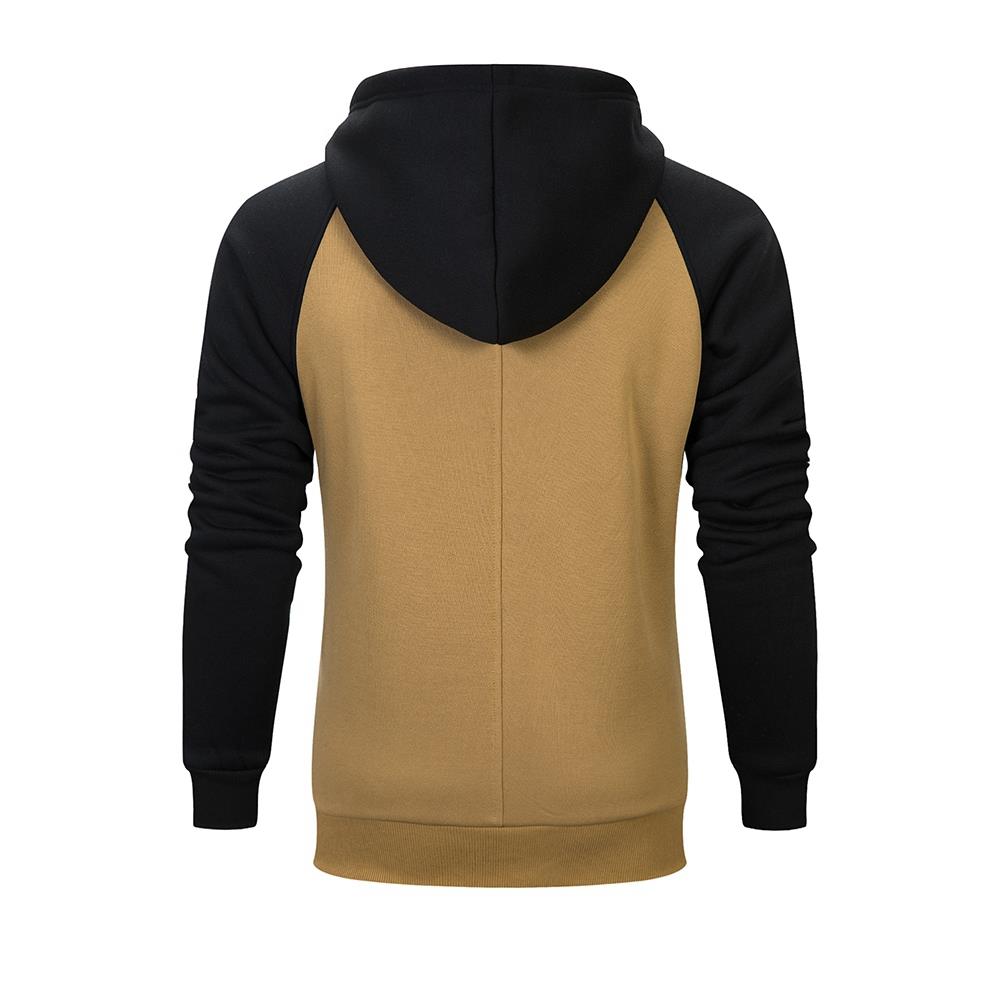 WY39 Men's Autumn Winter Raglan Hoodie (Color Block Breathable Size M) - Khaki