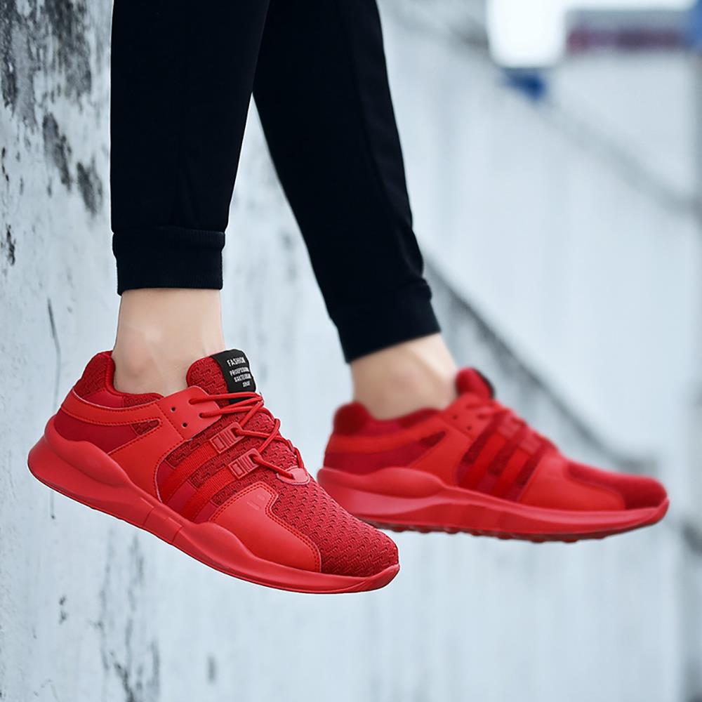 Men's Casual Outdoor Tennis Sneakers(Flying Woven Upper Running Shoes Size EU39.5) - Red