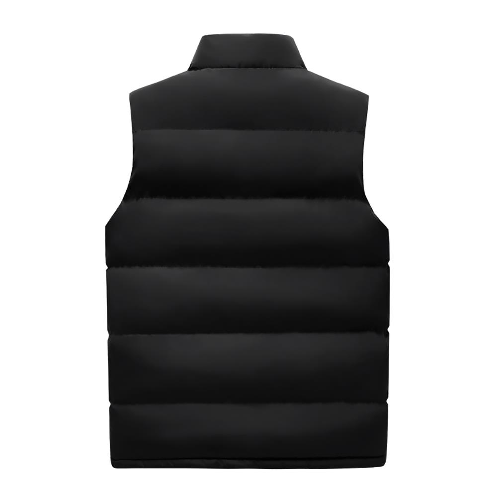 LH1801 Men's Winter Thick Stand Collar Cotton Waistcoat (Solid Color Vest Sleeveless Jacket Size L) - Black